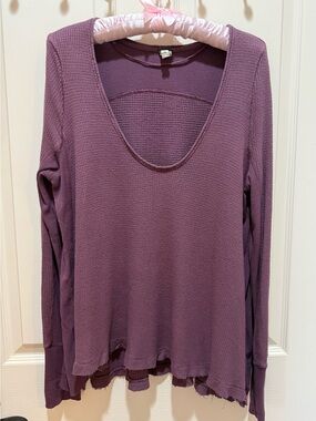 Women's Free People Deep Scoop Long-Sleeve Thermal Top - Plum
